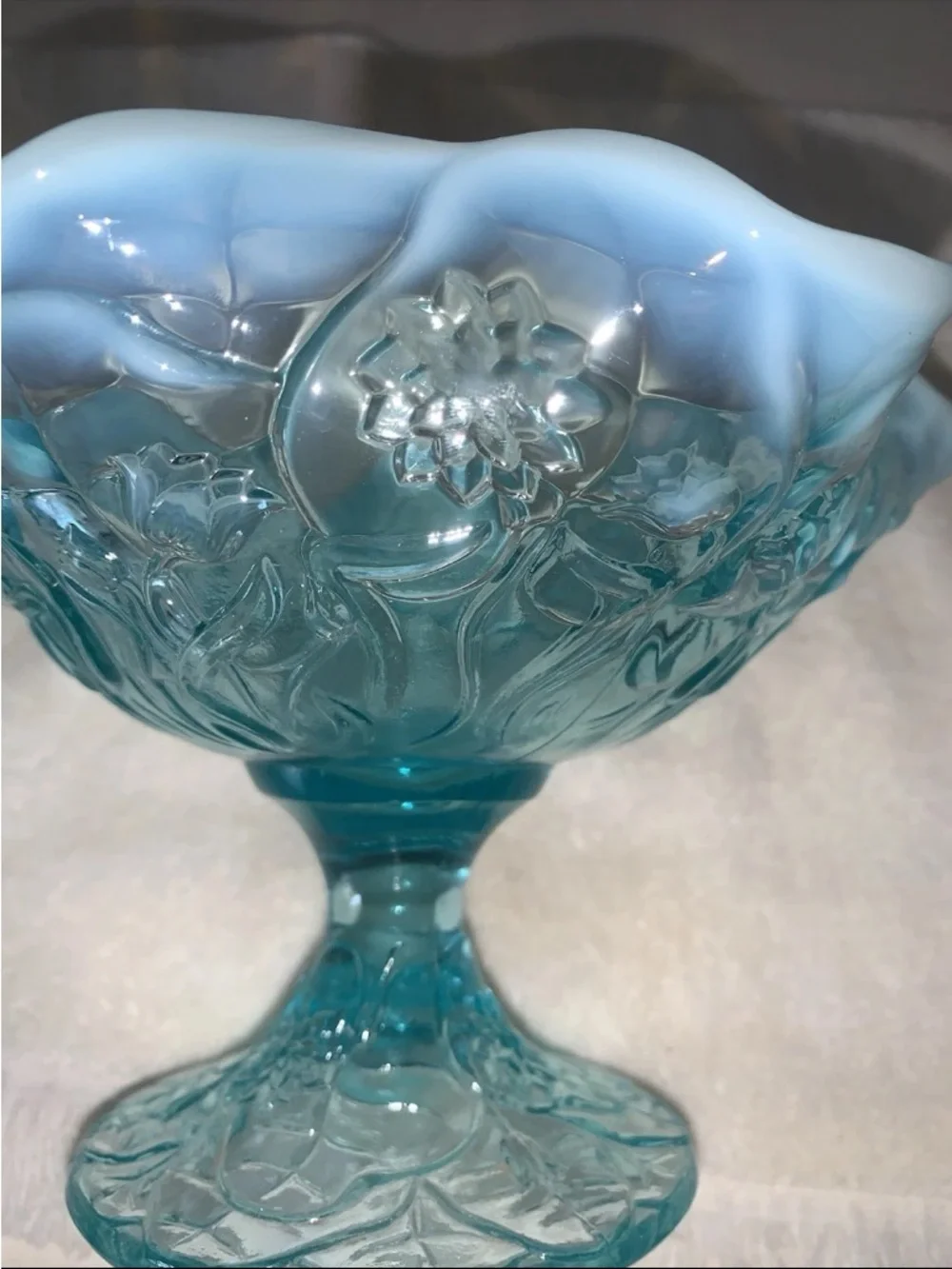 Blue White Ruffled Compote Candy Dish - Picture 2 of 3